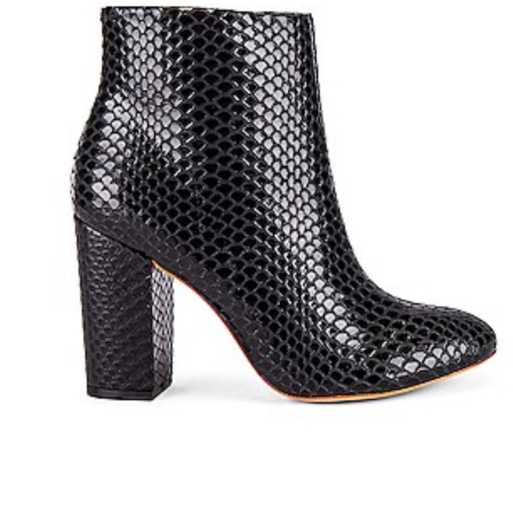 Raye Black Snake Print Ankle Boots